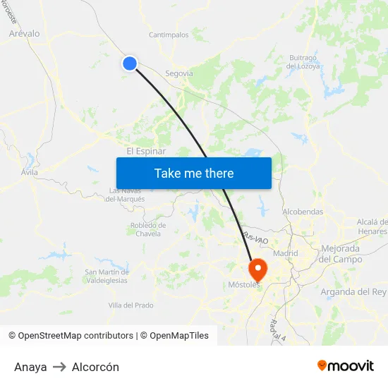 Anaya to Alcorcón map