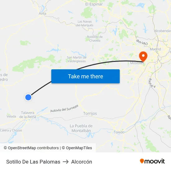 Sotillo De Las Palomas to Alcorcón map