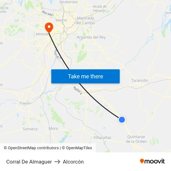 Corral De Almaguer to Alcorcón map