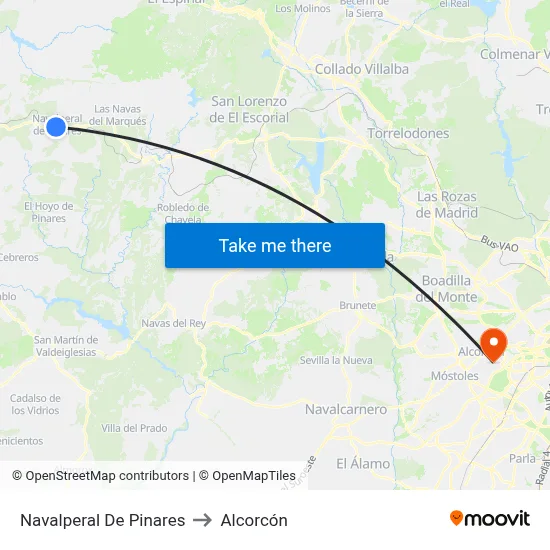 Navalperal De Pinares to Alcorcón map