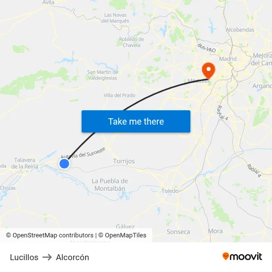 Lucillos to Alcorcón map