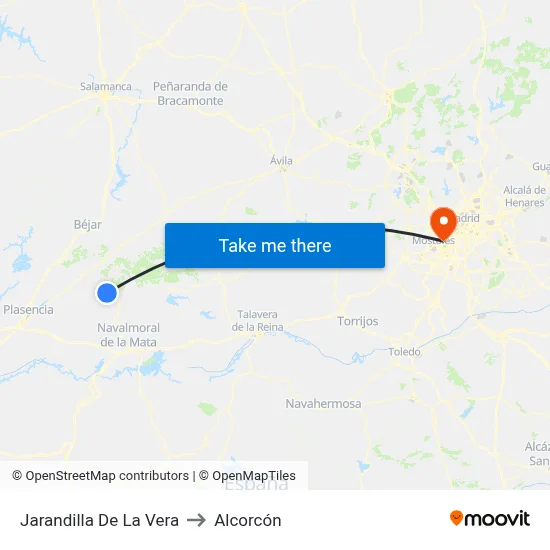 Jarandilla De La Vera to Alcorcón map