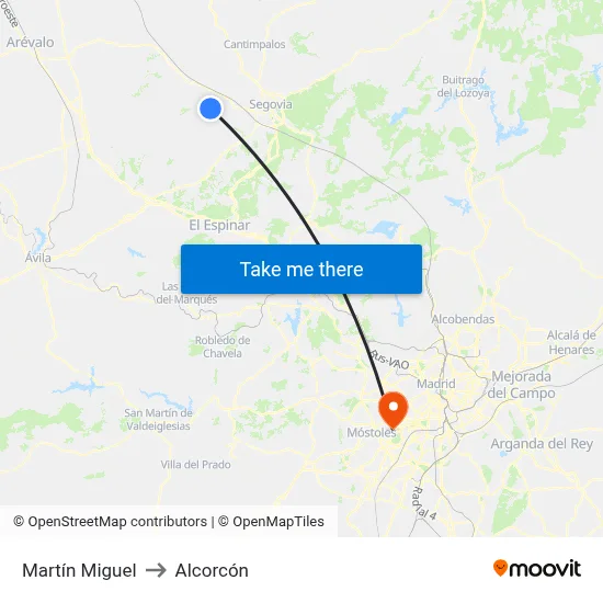 Martín Miguel to Alcorcón map