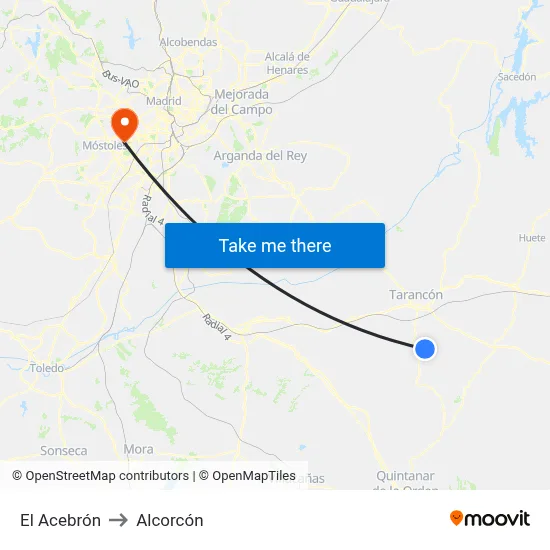 El Acebrón to Alcorcón map
