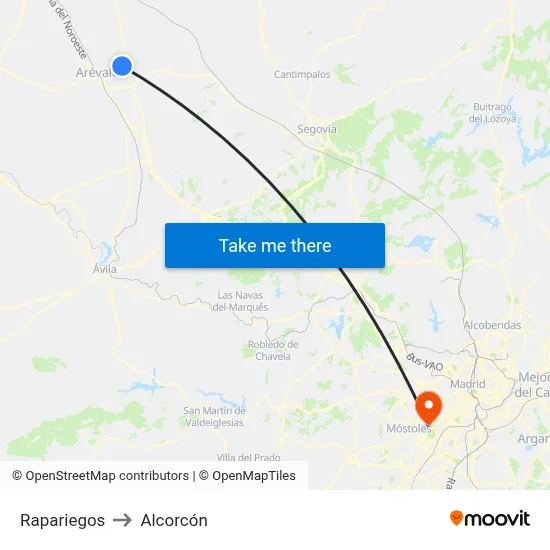 Rapariegos to Alcorcón map