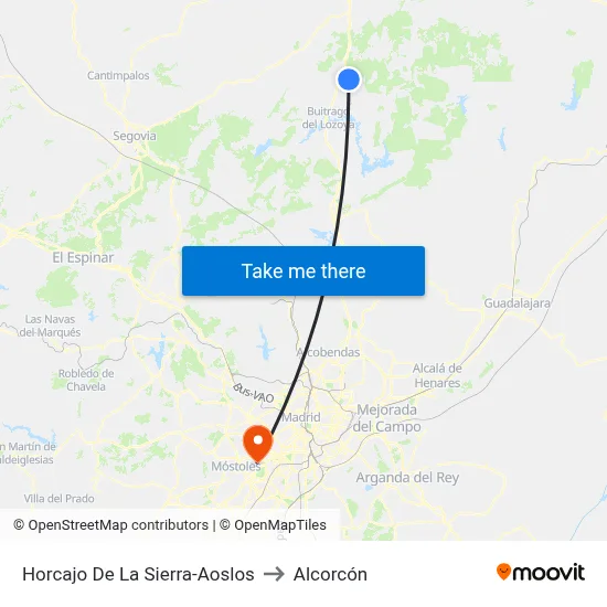 Horcajo De La Sierra-Aoslos to Alcorcón map