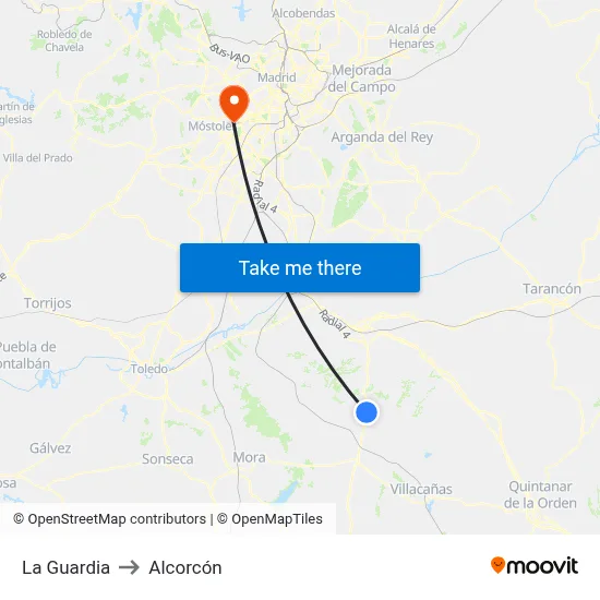 La Guardia to Alcorcón map