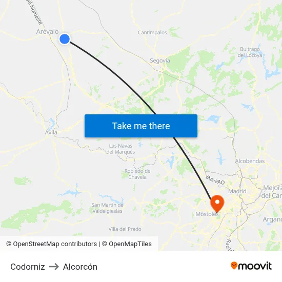 Codorniz to Alcorcón map