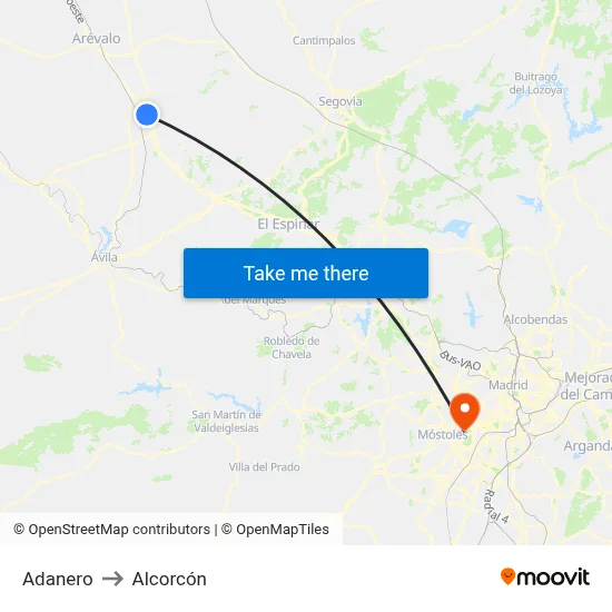 Adanero to Alcorcón map