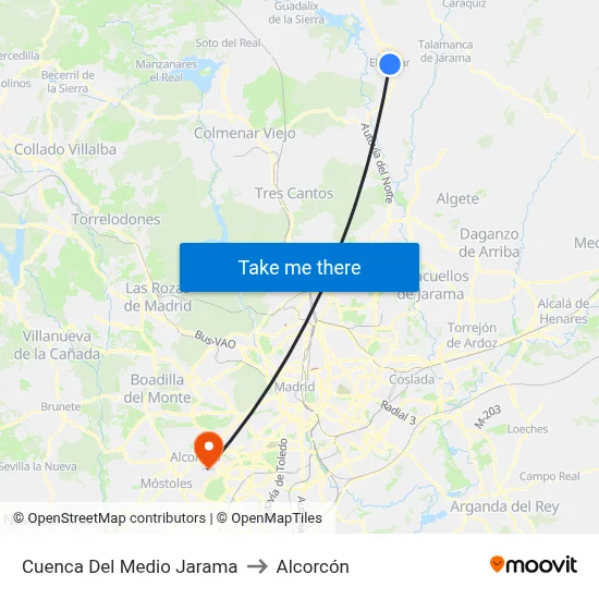 Cuenca Del Medio Jarama to Alcorcón map