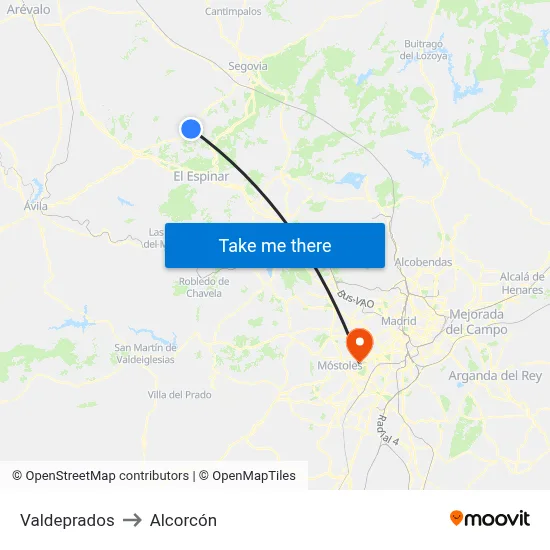 Valdeprados to Alcorcón map