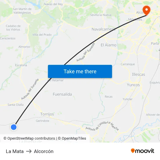 La Mata to Alcorcón map