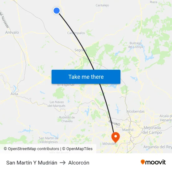 San Martín Y Mudrián to Alcorcón map