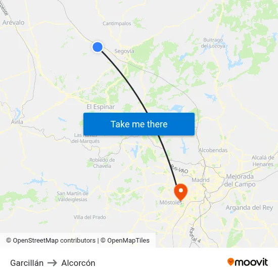 Garcillán to Alcorcón map