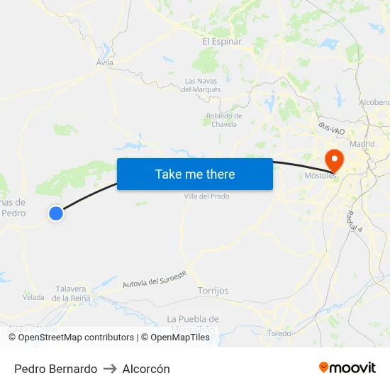 Pedro Bernardo to Alcorcón map