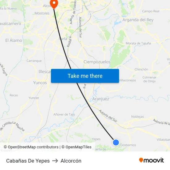 Cabañas De Yepes to Alcorcón map