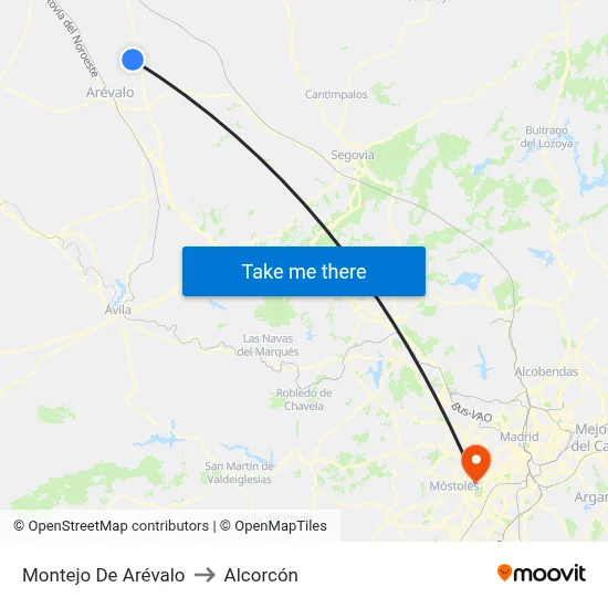 Montejo De Arévalo to Alcorcón map