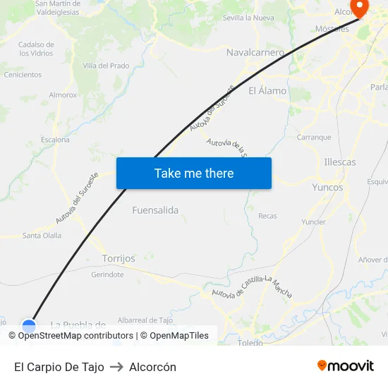 El Carpio De Tajo to Alcorcón map