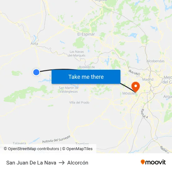 San Juan De La Nava to Alcorcón map