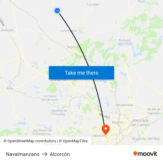 Navalmanzano to Alcorcón map