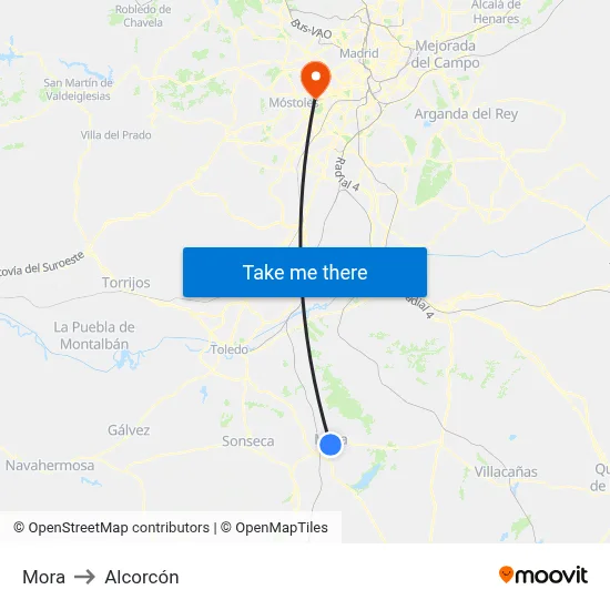 Mora to Alcorcón map