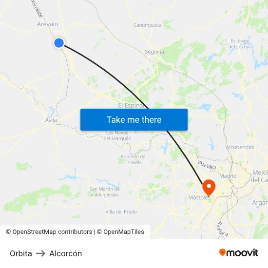 Orbita to Alcorcón map