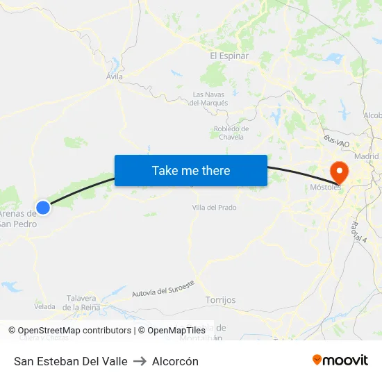 San Esteban Del Valle to Alcorcón map
