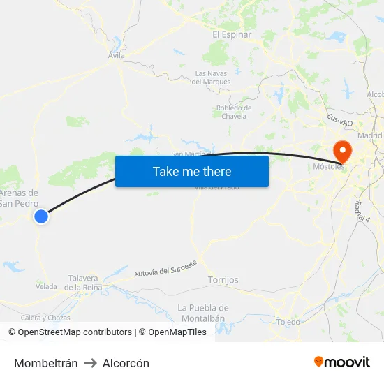 Mombeltrán to Alcorcón map