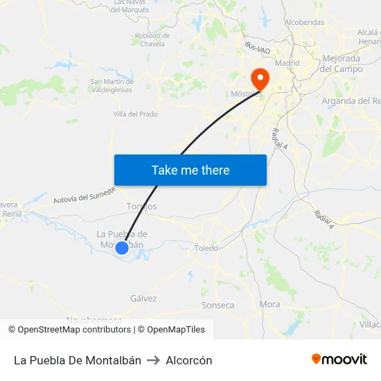 La Puebla De Montalbán to Alcorcón map