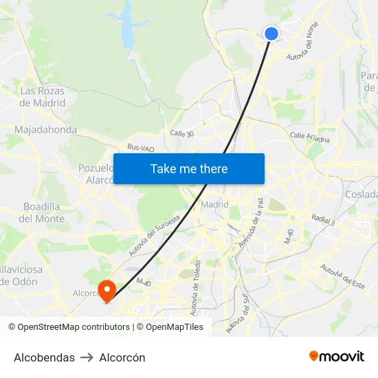 Alcobendas to Alcorcón map