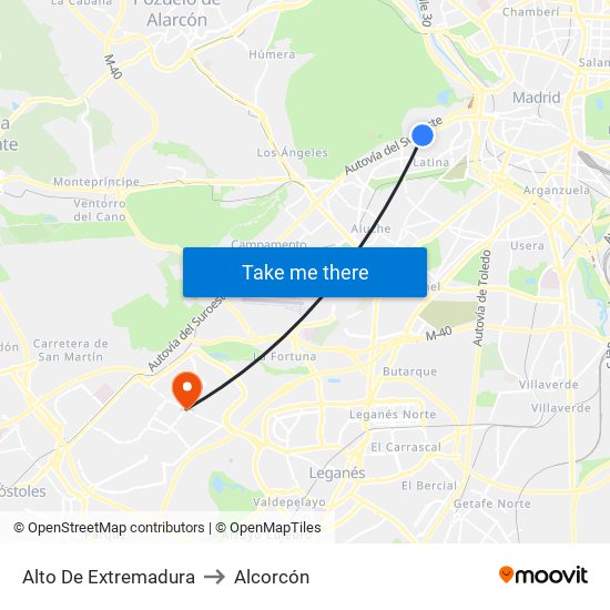 Alto De Extremadura to Alcorcón map