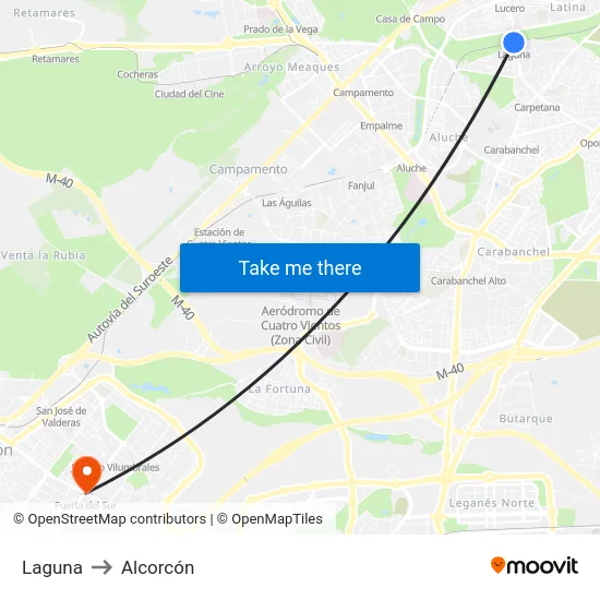 Laguna to Alcorcón map