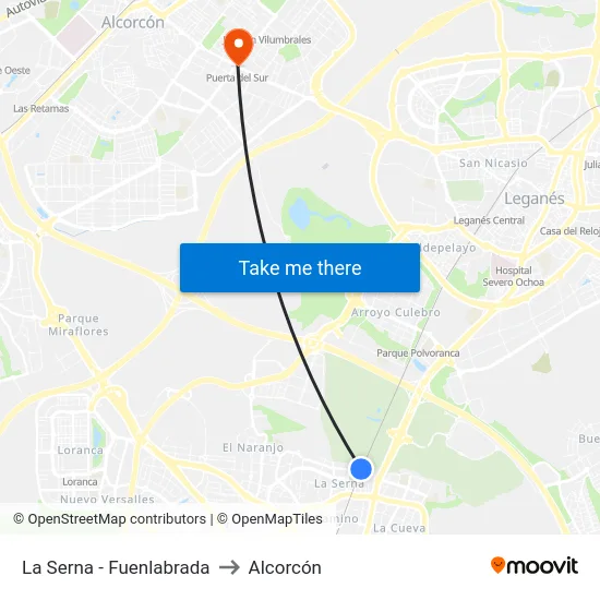La Serna - Fuenlabrada to Alcorcón map