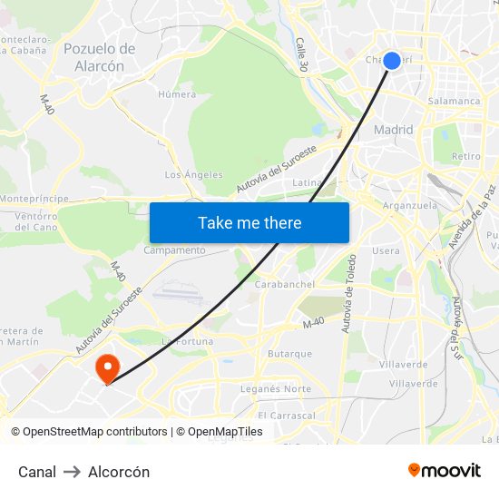 Canal to Alcorcón map