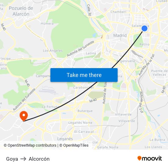 Goya to Alcorcón map