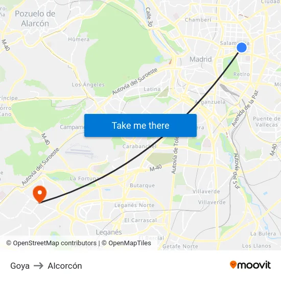 Goya to Alcorcón map