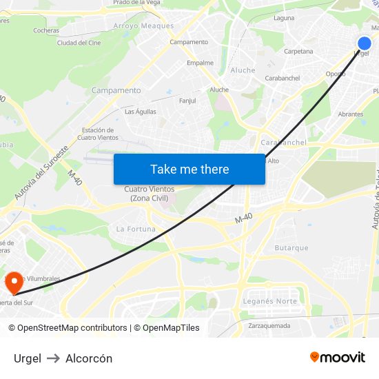 Urgel to Alcorcón map