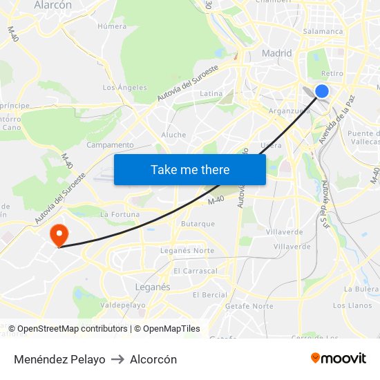 Menéndez Pelayo to Alcorcón map