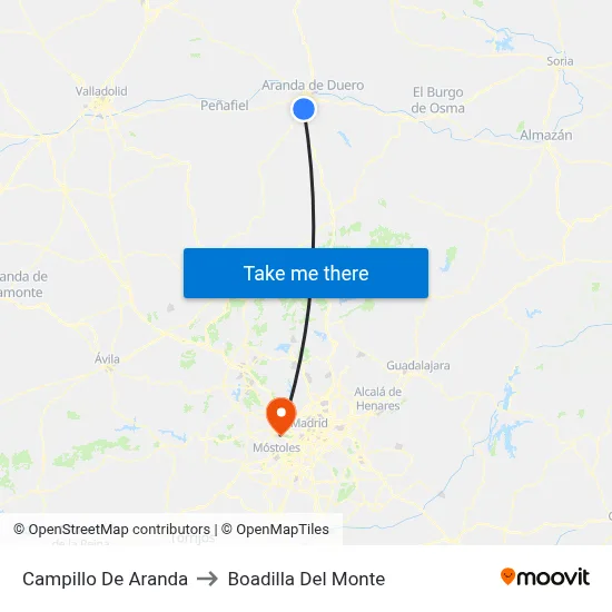Campillo De Aranda to Boadilla Del Monte map