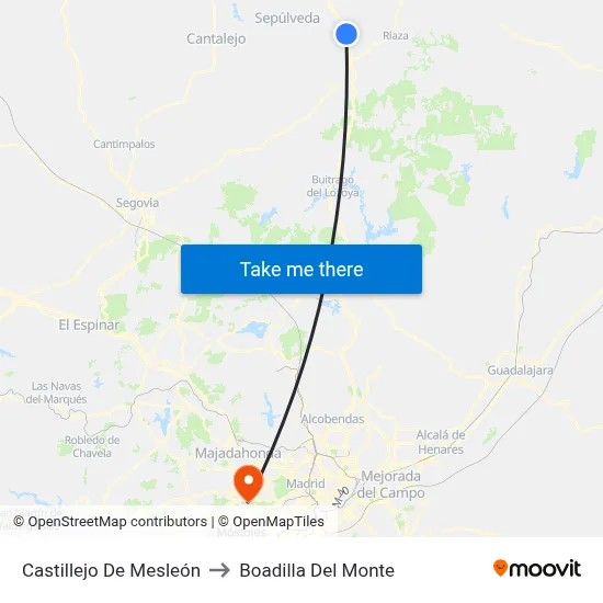 Castillejo De Mesleón to Boadilla Del Monte map
