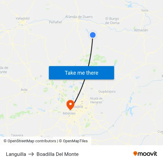Languilla to Boadilla Del Monte map