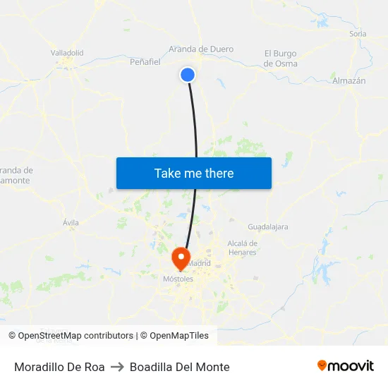 Moradillo De Roa to Boadilla Del Monte map