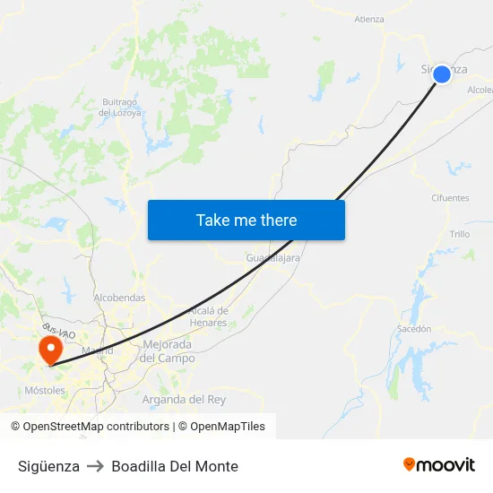 Sigüenza to Boadilla Del Monte map