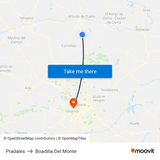 Pradales to Boadilla Del Monte map