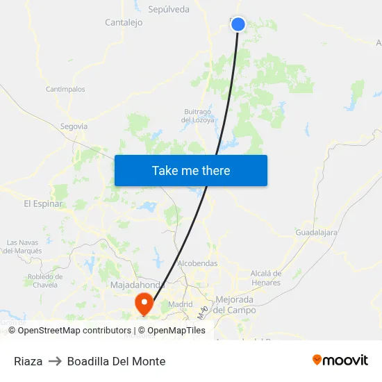 Riaza to Boadilla Del Monte map