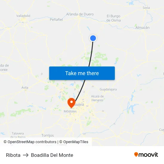 Ribota to Boadilla Del Monte map