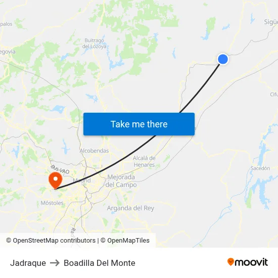 Jadraque to Boadilla Del Monte map