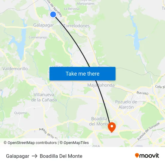 Galapagar to Boadilla Del Monte map