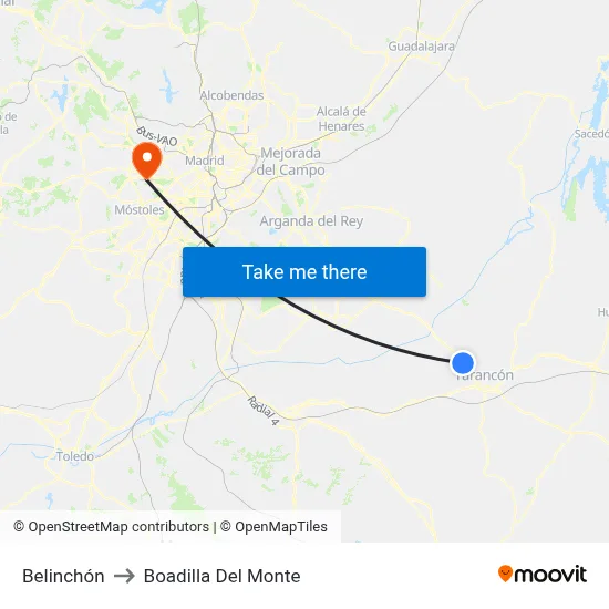 Belinchón to Boadilla Del Monte map