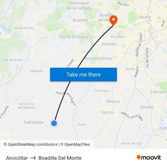 Arcicóllar to Boadilla Del Monte map